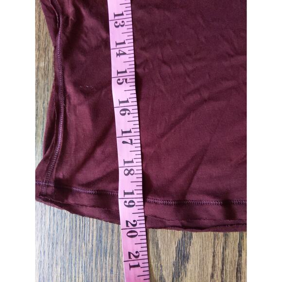FREE PEOPLE Intimately Burgundy Top Sheer 3/4 Sleeve Wine Red Boho Medium - Picture 7 of 7